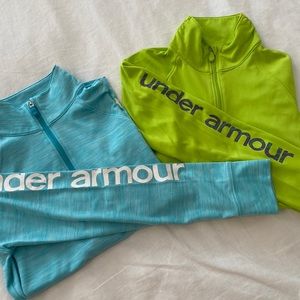 2- Under Armour Loose Heatgear Long Sleeve 3/4 Zip Shirt